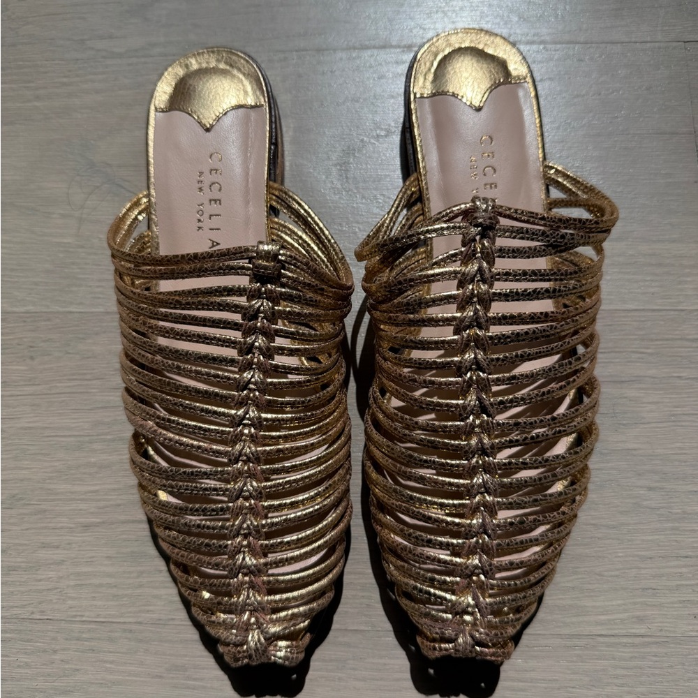 Cecelia New York Gold Mules with Sophisticated Design
